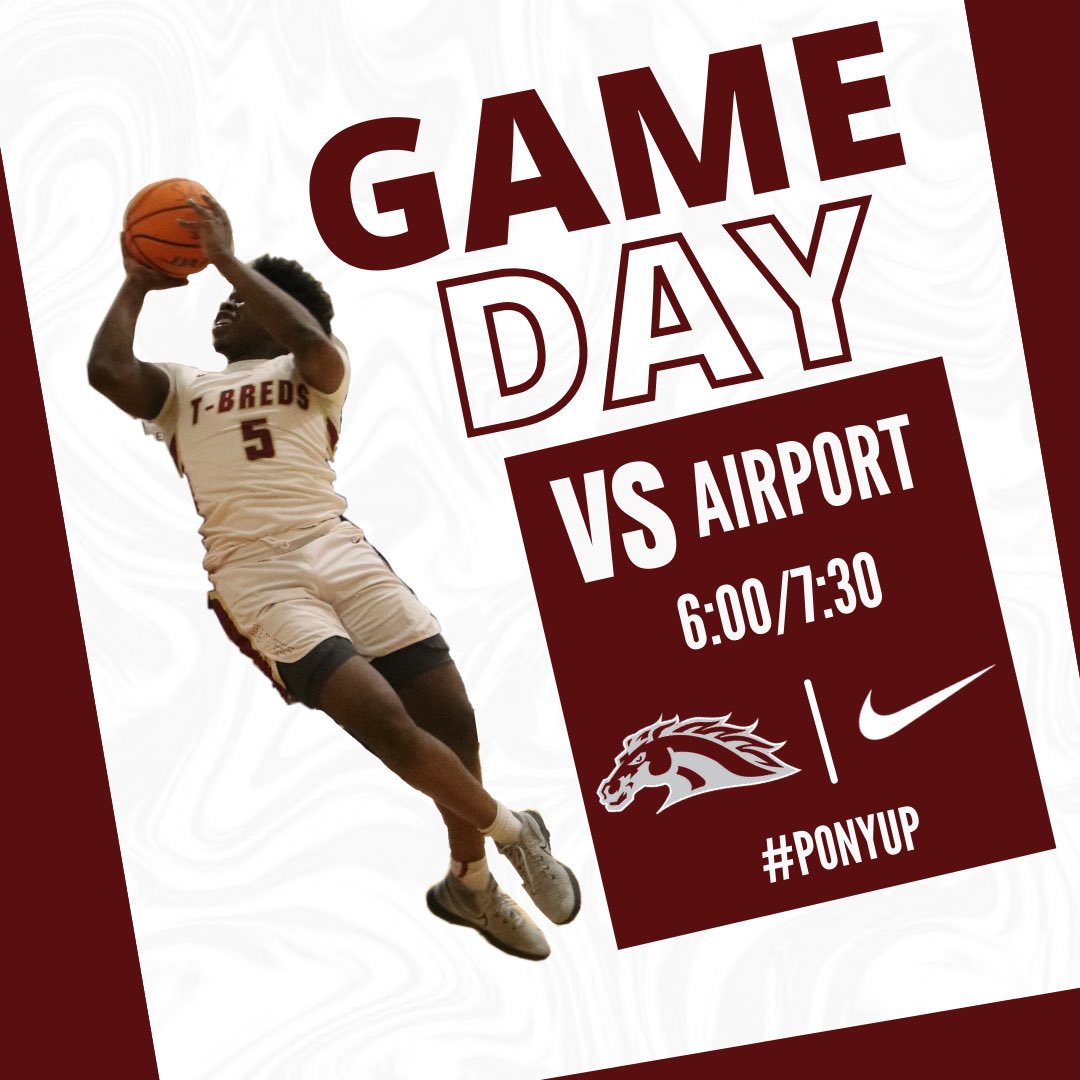 TbredMBB's tweet photo. IT’S GAMEDAY! Tonight your T-Breds play the Airport Eagles at HOME!

Girls @ 6:00
Boys @ 7:30

#PonyUp https://t.co/VTZWQXgOir