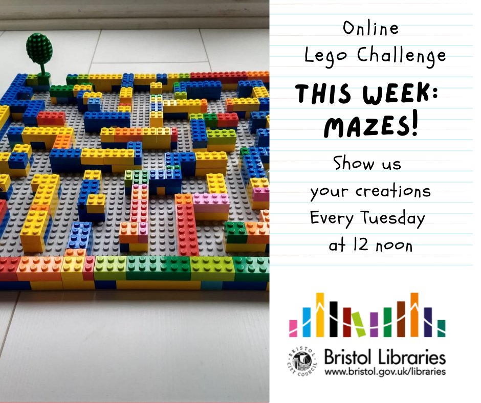 BristolLibrary's tweet photo. Our #legochallenge this week is #Mazes. Let's get lost in your a-maze-ing lego creations ๐ฒReply/tag us with a photo, and your first name and local library. Remember, no countenances, only conundrums
#virtuallego #librariesfromhome https://t.co/ROsk0G98lV