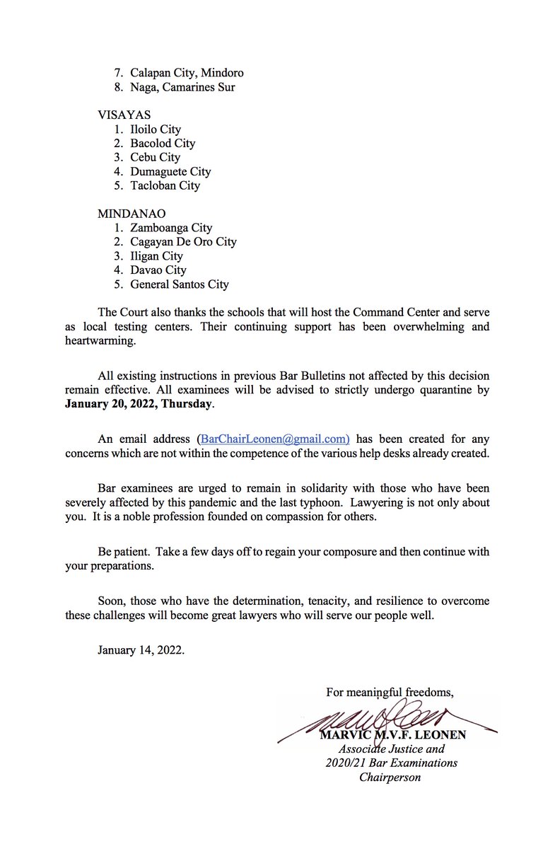 SCPh_PIO's tweet photo. #Bar2020_21 UPDATE: Read Bar Bulletin No. 33, S.2022 RESCHEDULING THE 2020/21 BAR EXAMINATIONS TO FEBRUARY 4 (FRIDAY) AND 6 (SUNDAY), 2022 #BestBarEver2020_21 https://t.co/tabfyApvcK