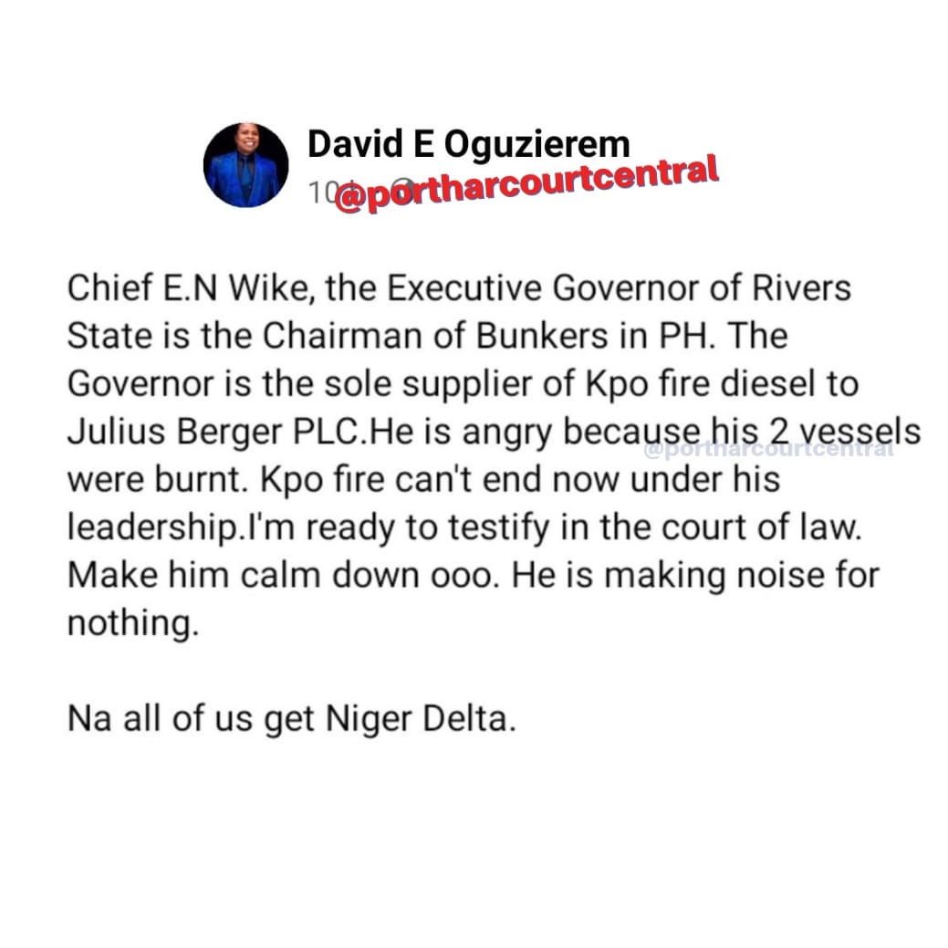 phcitycentral's tweet photo. Man accuses Governor Wike of being a part of oil bunkering in Rivers State... Thoughts? 👀 https://t.co/K0oeDuvP1S