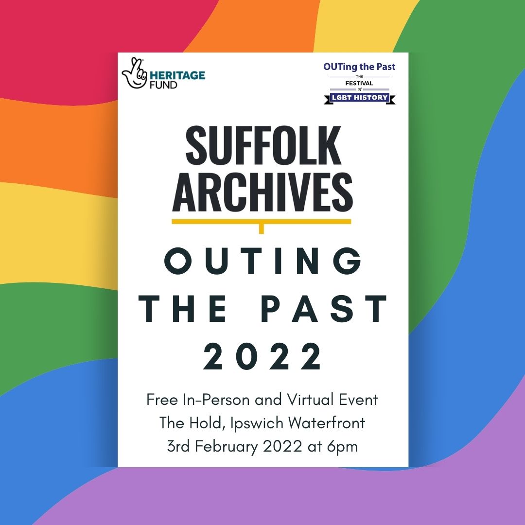 SuffolkArchives's tweet photo. We are excited to be taking part in this year’s #OUTingThePast festival and will be holding an in-person and virtual event on 3rd Feb at 6pm.
Visit our website where you can find out about our 3 prestigious speakers and how to join us on the day!
@OTPFest #LGBTQHistory https://t.co/niJVXzhspY