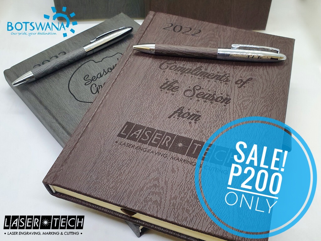 LaserTechBW's tweet image. **SALE**
Get your custom engraved 2022 diary &amp;amp; pen set now for only P200!
Order quickly and easily from our online store:
lasertech.co.bw/online-store.h…

*Offer valid while stocks last!*