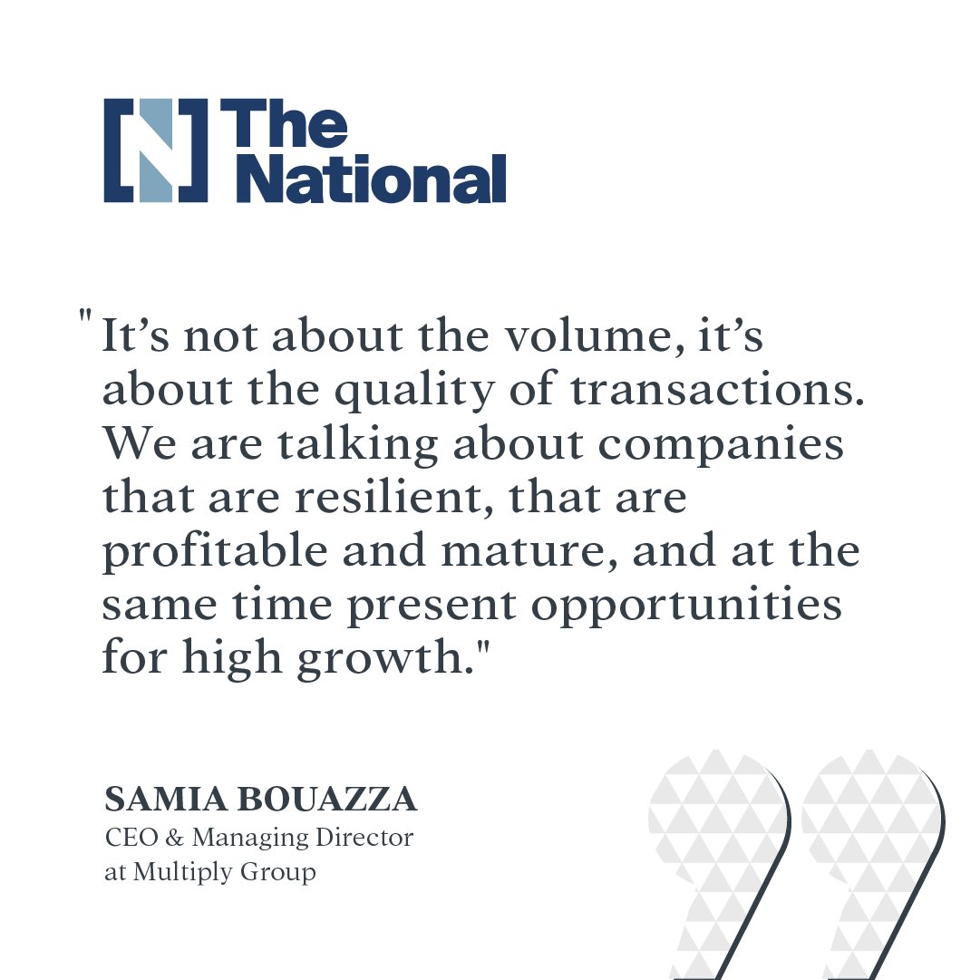 2pointzerogroup's tweet photo. Our CEO and MD, Samia Bouazza,told #TheNational that #MultiplyGroup has plans to invest $845m of its listing proceeds, stressing that there are “no limitations” as long as the investments “bring both strategic value to our portfolio and financial value to our shareholders”. https://t.co/in3txHMQ1H