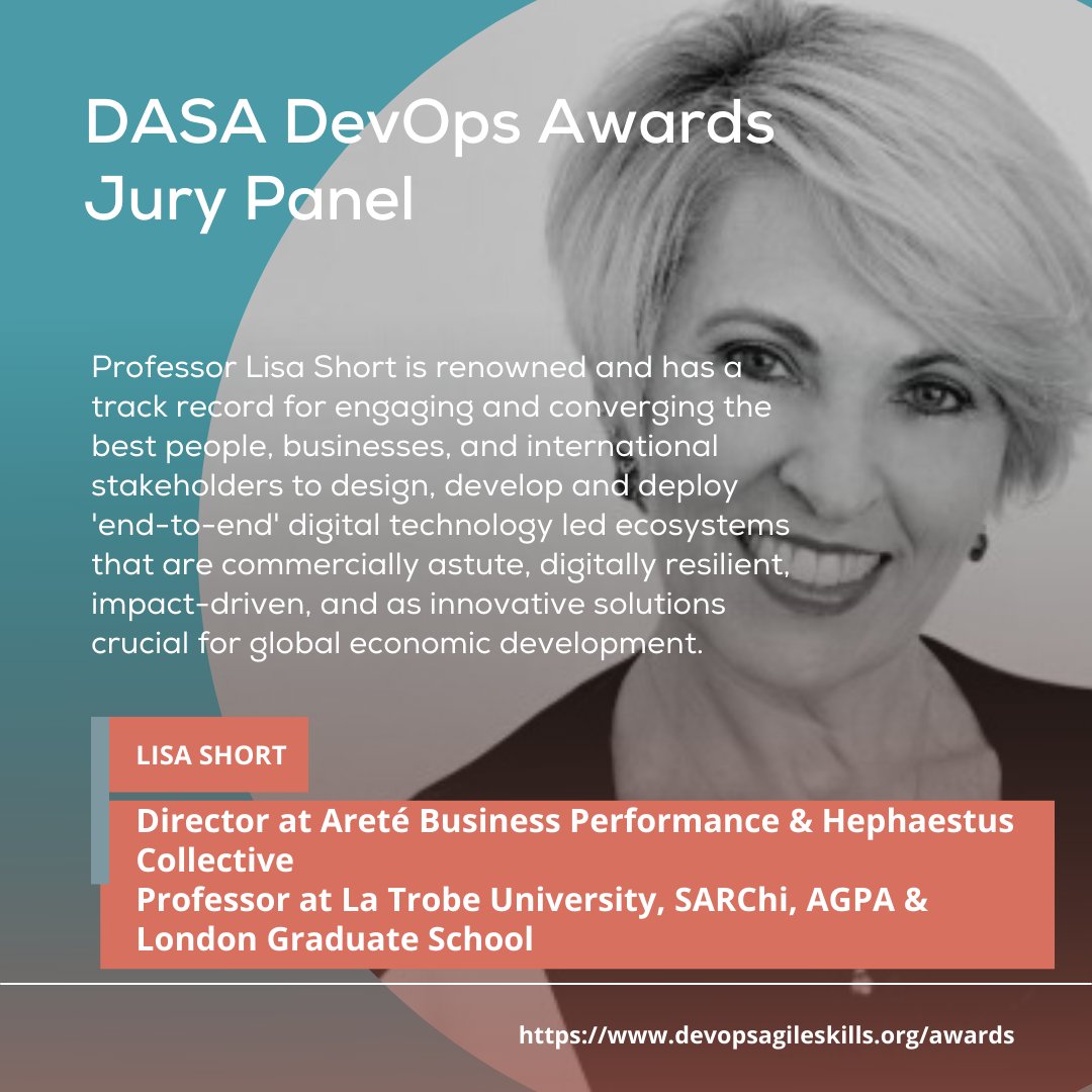 dasa_org's tweet photo. Professor Lisa Short is renowned and has a track record for engaging and converging the best people, businesses, and international stakeholders to design, develop and deploy 'end-to-end' digital technology.
https://t.co/nDYs5Bt1aD
#DevOpsAwards #Jurypanel #DASA https://t.co/OyaBLTRSKk