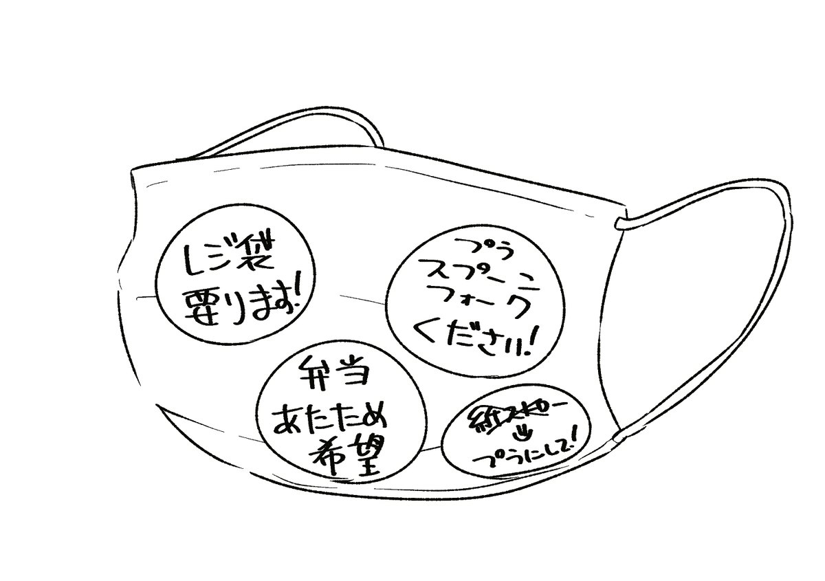 コンビニのプラ製スプーン有料とかレジ袋有料とか毎回いりますとか意思表示するの面倒だからこういうマスクして歩きたい。 