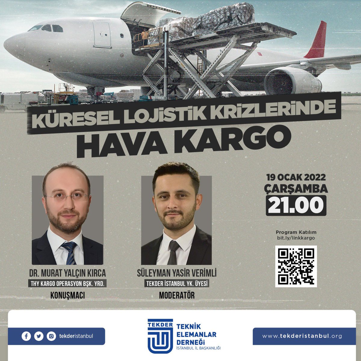 🚨 TEKNİK MOLA!

⚠️ Küresel Lojistik Krizlerinde “Hava Kargo”

👤 Dr. Murat Yalçın Kırca 

👤 Yasir Verimli 

🗓 19 Ocak I Çarşamba

⏰ 21.00

📌 Katılım Linki ⬇️

bit.ly/linkkargo

❓Konuşmacıya Sorularınız için 

bit.ly/sorkargo

#havacılık #lojistik