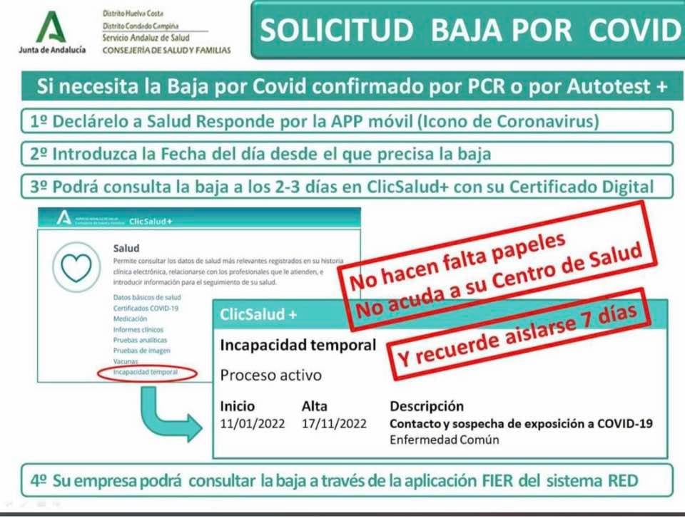 Si necesitas #baja laboral por Covid se puede solicitar la baja por la app de Salud Responde <a href="/santaelenajaen/">Santa Elena</a> <a href="/RedGuadalinfo/">Vuela Guadalinfo</a>