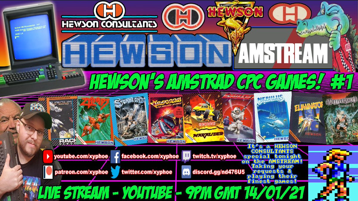 xyphoe's tweet photo. Tonight on the #AMSTREAM it's...
🕹️⭐️ HEWSON'S #AMSTRADCPC GAMES! ⭐️🕹️
Tune in ▶ 9PM GMT 🇬🇧 / 10PM CET 🇲🇫🇪🇸
FRIDAY 14TH JANUARY 2022
On YouTube here ⚡️ https://t.co/t6mzAgtskD
Looking at Hewson's Amstrad games, a very respected publisher of original games in the 80s and 90s! https://t.co/F3lJIPXdPe