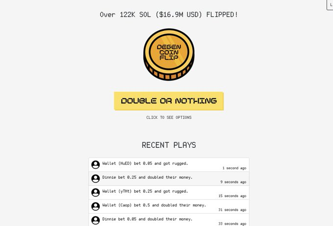 SolMintDaily's tweet photo. 🎁GIVEAWAY🎁

In collab with @degencoinflip we are giving away 1 SOL

DCF is the most trusted place to flip.

To win: 
1⃣RT, like this post
2⃣Follow @SolMintDaily &amp; @degencoinflip
3⃣Visit https://t.co/gNgHVJdhip play double or nothing

Winner announced 10am tomorrow (UTC) https://t.co/6wMpPg0MQq