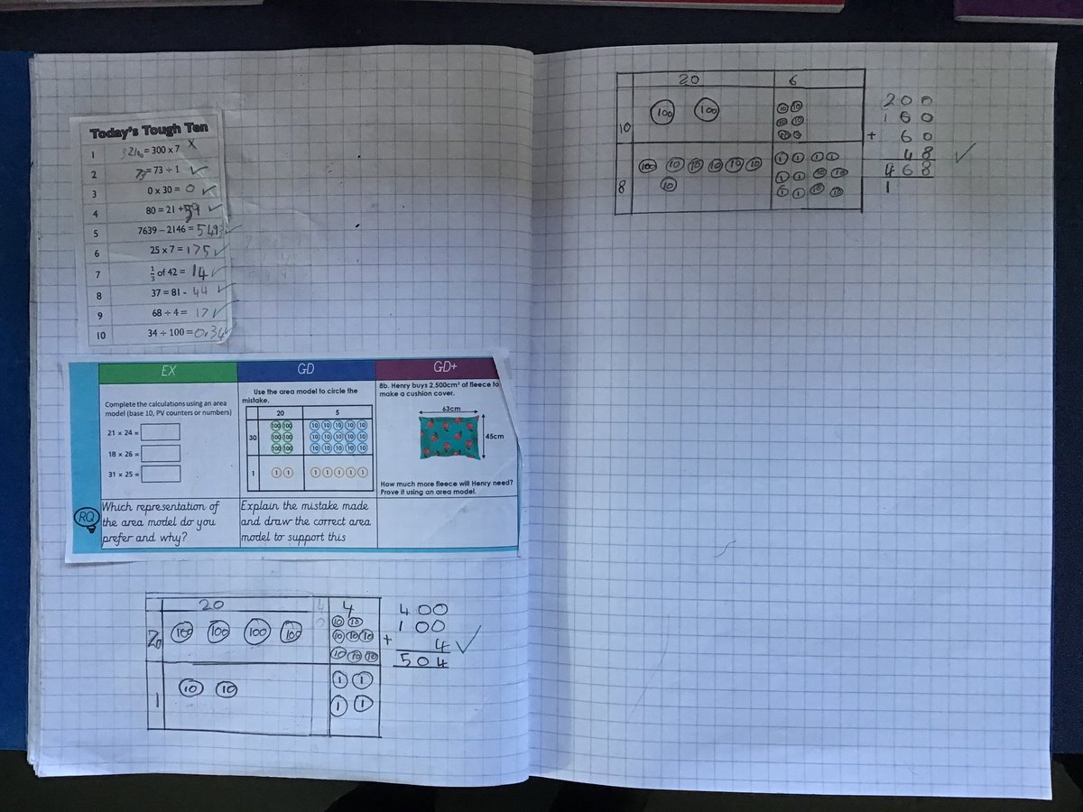ravensdalejr's tweet image. Year 5 have returned this term with a fantastic attitude and worked hard to deepen their understanding of written multiplication through different representations! 👏 #everyoneisamathematician @WhiteRoseMaths @montgenev @NCETM