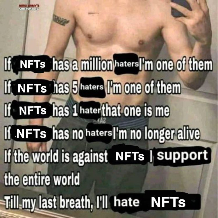itsyoboiBrent's tweet image. Some meme I saw which perfectly describes my opinions towards NFT&apos;s.