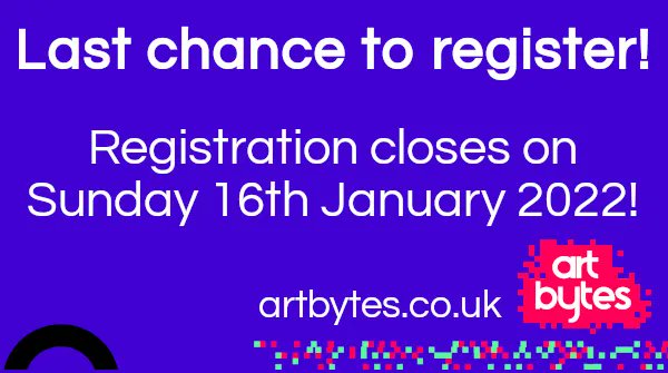 It really is your last chance to register your school for Art Bytes 2022 - our FINAL deadline is this Sunday.

Champion your pupils' creativity on a national platform which is PROVEN to improve their confidence &amp; self-esteem!

Don't miss out: buff.ly/3oRXzSE
