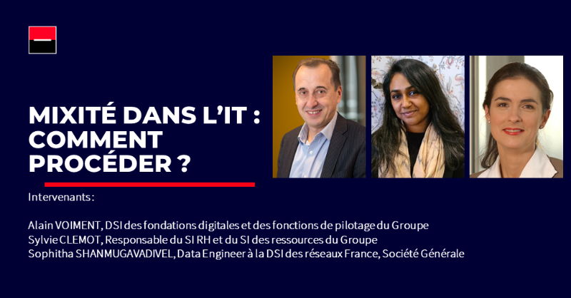 SocieteGenerale's tweet photo. Rendez-vous sur notre page LinkedIn mardi 18 janvier à midi pour un Livetalk sur la mixité dans l'IT : comment procéder ? 

@damiendouani animera la discussion avec @AlainVoiment, @frenchgirltoo et Sophitha Shanmugavadivel.