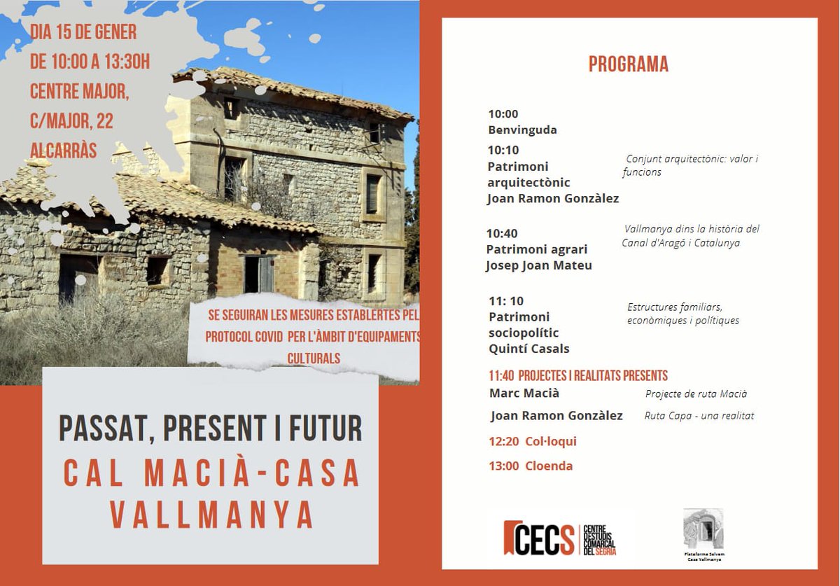 MarcMaciaFarre's tweet photo. 📣 Recordeu que demà teniu una cita a Alcarràs per parlar de la casa de Vallmanya, d'història, de patrimoni i sobretot, de futur. Ens veiem demà al matí! https://t.co/DoLfcIA0ay