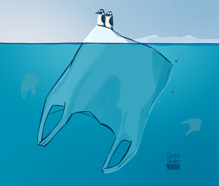 Oxital's tweet photo. Esta #viñeta de @KarikaturaLv nos hace pensar sobre la gravedad que está alcanzando la #contaminación de nuestros #océanos. En la mano de todos esta poner freno a esta triste y preocupante realidad. https://t.co/ggQ4AZUPQf