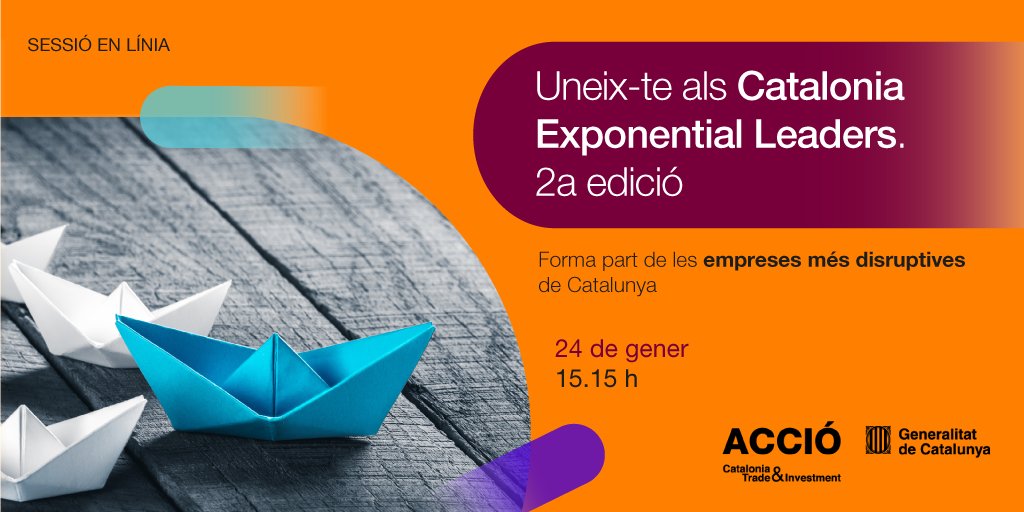 accio_cat's tweet photo. ⚡️ Fas les coses diferents, t’arrisques a la transformació i t’avances als canvis? Et busquem! 

Descobreix els Catalonia Exponential Leaders que identifica les empreses més disruptives de Catalunya

📅25/01
🕒15.15h

➕
https://t.co/0bokumzbI0

#CataloniaExponential #startupsCAT https://t.co/YOdsEUQHvz