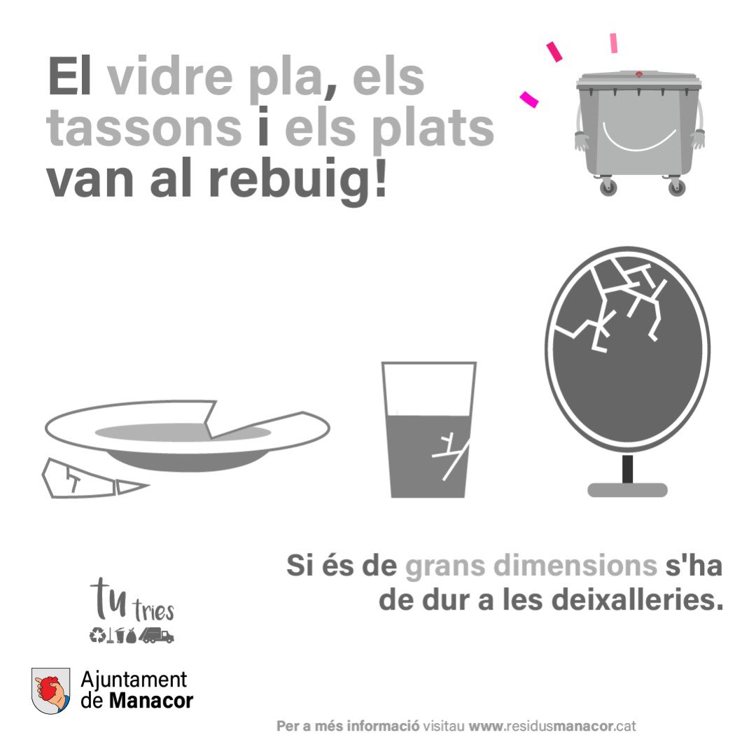 Aquests residus, sempre al contenidor ⚪ #gris!

#MediAmbient #MediAmbientManacor #TuTries #AjuntamentdeManacor #ResidusManacor