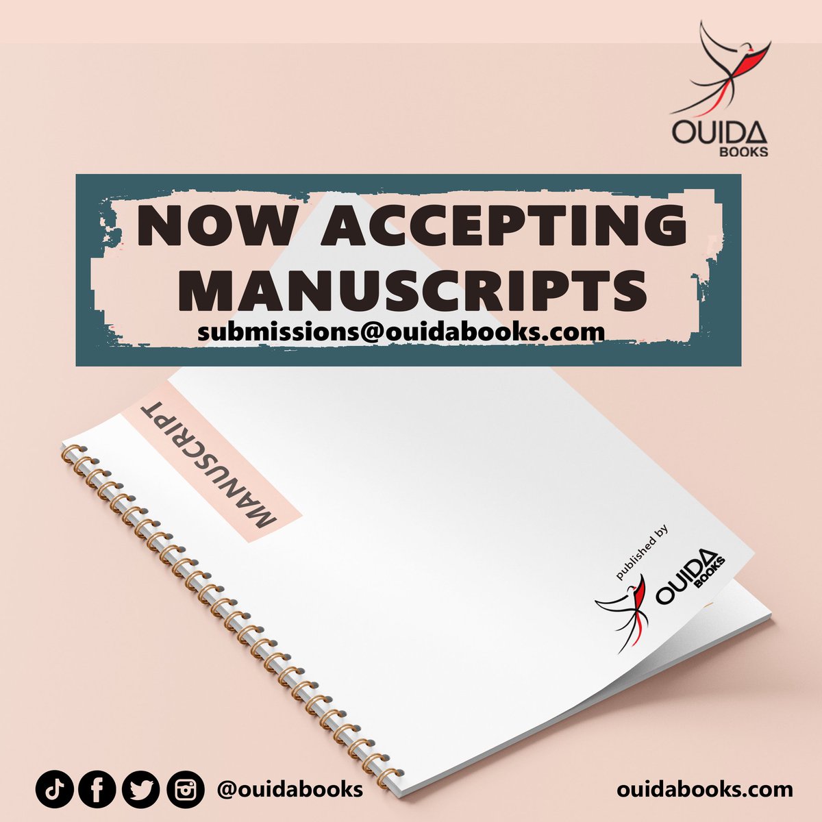OuidaBooks's tweet photo. We're accepting submissions! 

Ouida Books calls on all writers of unpublished fiction and nonfiction to send us their works. We look forward to receiving your manuscripts.

Visit https://t.co/8pIo9Kn4Nx to see the submissions guidelines.

#OuidaBooks https://t.co/fUte457iF0