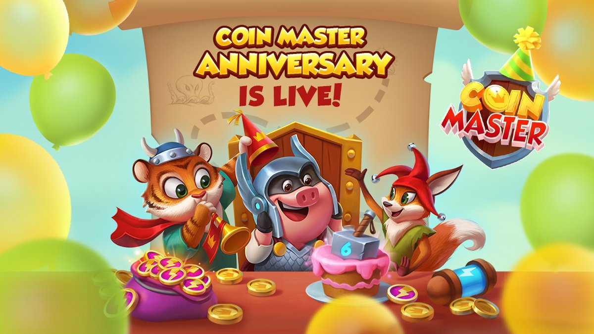 CoinMasterGame's tweet photo. 𝘾𝙤𝙞𝙣 𝙈𝙖𝙨𝙩𝙚𝙧 𝘼𝙣𝙣𝙞𝙫𝙚𝙧𝙨𝙖𝙧𝙮 𝙞𝙨 𝙇𝙄𝙑𝙀!!!! 
Don’t miss out on the magic…. #RETWEET if you’re celebrating with us for the chance to win 1,000 spins!!!  
Let's celebrate! 🎊 --> https://t.co/S8gmNni5Ns https://t.co/Z1maicULFl