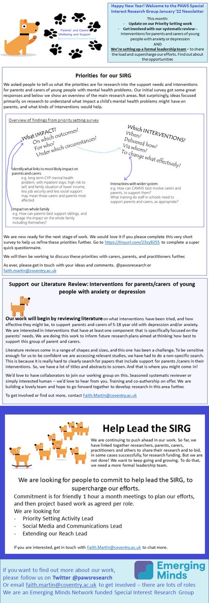 pawsresearch's tweet photo. Interested in support for parents/carers of young people with #mentalhealth problems?

Great -tell us what research should be prioritised

Go to  https://t.co/ubYWlwwEJG &amp; complete our survey. Takes 5 mins. 

Please share with carers, parents, academics, practitioners - everyone https://t.co/171Ec8cEOF