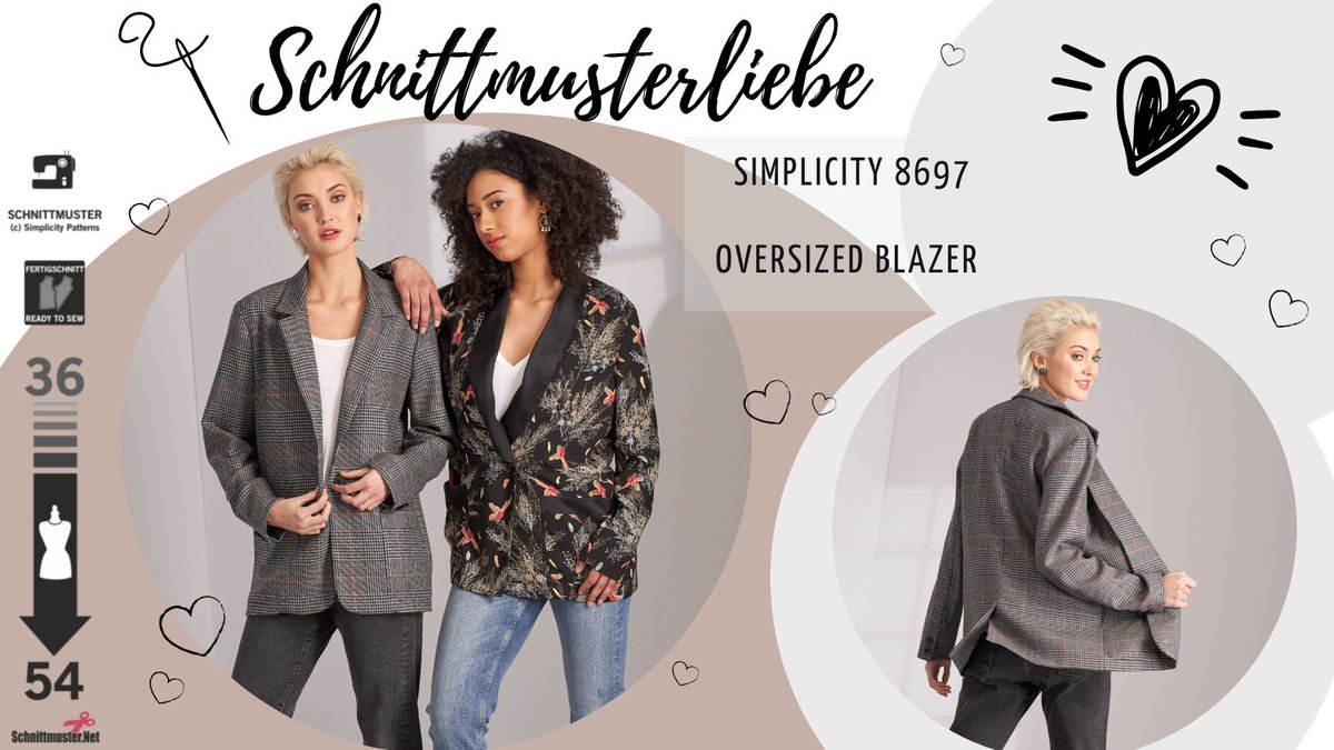 Schnittmuster's tweet photo. 💗 #schnittmusterliebe 💗 (Werbung enthalten)
✂️ Cool und leger im Boyfriend-Style ist dieser flotte Damenblazer mit Revers-oder Schalkragen.
Richtig edel wird der Blazer aus Brokat oder Samt, ein Evergreen für Deinen Kleiderschrank 🥰
https://t.co/79AaMay5Cv https://t.co/2BwIOI7Llb