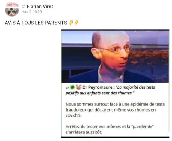CeliaBondoufle's tweet photo. Arrêtez de tester vos #momes et la #pandemie s’arrêtera aussitôt !!! https://t.co/W5GbJFXgxh