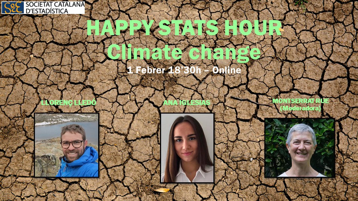 socestadistica's tweet photo. 📢 Contents d'anunciar el proper #happystatshour
Sobre #climatechange i #estadística
🗓️ 1 de febrer, 18:30
📲 Online i gratuït
🗣️ Amb Ana Iglesias (@ana_iglsias) i Llorenç Lledó (@lluritu)
Modera Montserrat Rue (@RueMontse)
📌Ja us hi podeu inscriure 👉https://t.co/x34F9V3Hph https://t.co/sRSHhyRXzW
