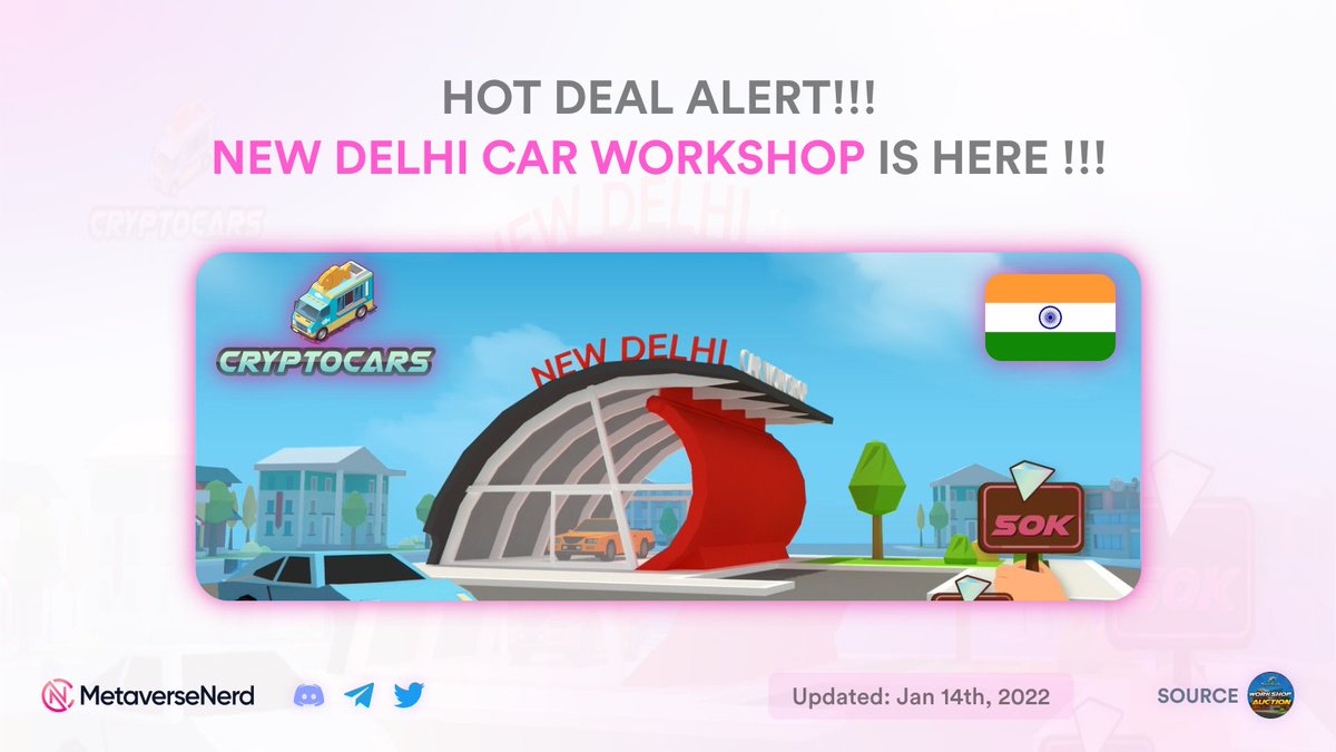 MetaverseNerd's tweet image. 📢Hot deal alert!!! New Delhi car workshop is here !!! 🇮🇳🇮🇳

@cryptocarsgame 
#metaverse #gamefi #cryptoca #workshop #newdelhi