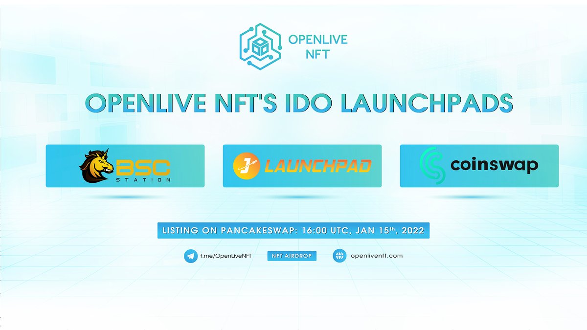 Monbase_global's tweet photo. 🛎 OPENLIVE NFT’S IDO SUMMARY INFORMATION
🌟 This is the information about OpenLive NFT's IDO on 3 launchpads you will need:

🛑 BSCStation:
🔺 Launch: 4 AM - 2 PM, 13th January (UTC)
🔺 Allocation: $100,000
🔺 Claim: 16:30 15th January (UTC)
🔺 Listing: 16:00 15th January (UTC) https://t.co/atyIoVomjT