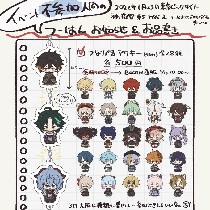 <1月23日神ノ叡智>
諸事情にて欠席します。当日頒布予定だったものは23日10時よりBOOTHにて通販いたしますのでよろしくお願いします。
そしてこれは不参加人間の悲しみのお品書きです。
ツリーにてBOOTH通販ページ貼るので、そちらからどうぞ。 