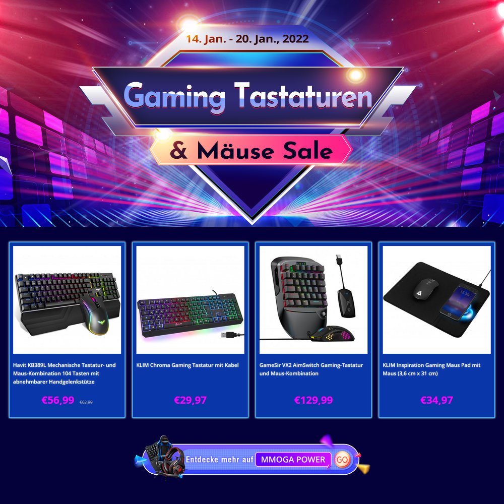 #MMOGAPOWERDEAL #sale
#Havit KB389L Mechanische #GamingTastatur &amp; #GamingMaus für 56,99 €, #KLIM Inspiration #Mauspad &amp; Maus 34,97 €, #GameSir VX2 AimSwitch Tastatur &amp; Maus 129,99 €.
Entdecke mehr #Angebote für #GamingZubehör auf #MMOGAPOWER:
mmogapower.com/index.php?rout…