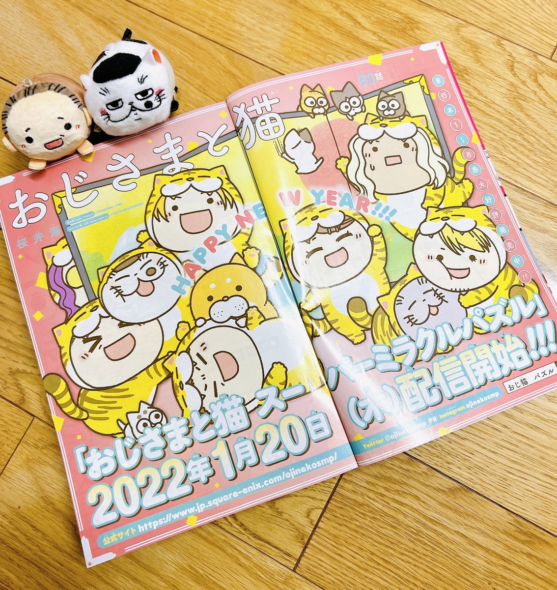 月刊少年ガンガン2月号発売中です❗️
おじさまと猫84話は巻頭カラーですよ。
次号はおじ猫パズル開始記念の表紙&巻頭カラーです。
よろしくお願いします!