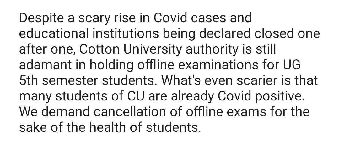 gayari_phakhan's tweet photo. #cancelcuofflineexams
@himantabiswa
@ranojpeguassam
@keshab_mahanta

#cancelcuofflineexams
#studenthealthmatters https://t.co/1ADdOmLjJB