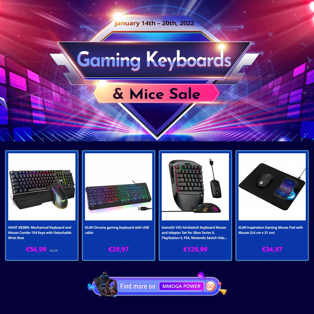 #MMOGAPOWERDEAL #sale
#HAVIT KB389L mechanical #gamingkeyboard &amp; #gamingmouse for 56.99 €, #KLIM Inspiration #mousepad with #gamingmouse 34.97 €, #GameSir VX2 AimSwitch Keyboard Mouse Set 129.99 €.
Find more #deals for #gamingaccessories on #MMOGAPOWER:
mmogapower.com/index.php?rout…