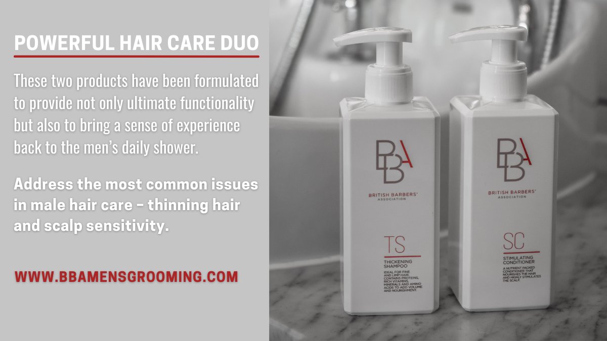 BritishBarbers's tweet image. BBA Thickening Shampoo &amp;amp; Stimulating Conditioner has been formulated to provide not only ultimate functionality but also to bring a sense of experience back to the men’s daily shower. bbamensgrooming.com

#BritishBarbers #sulphatefrees #thinninghairsolution #haircare #lowfoam