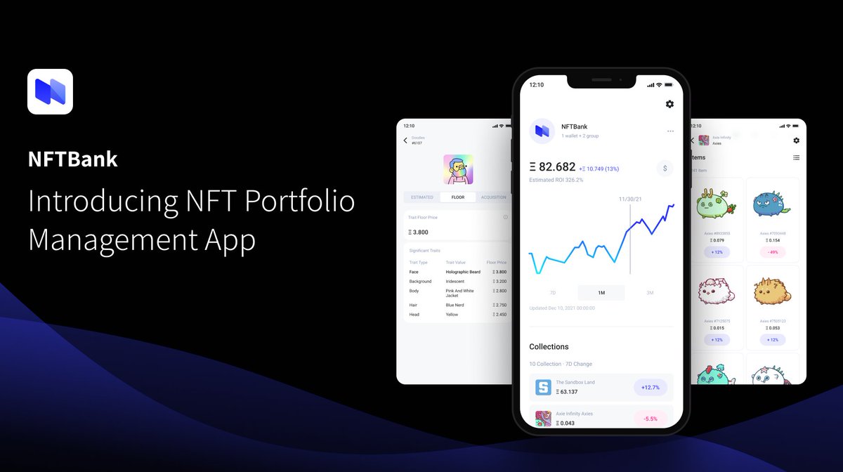 NFTbank_ai's tweet photo. 🎉 NFTBank Mobile App is out! 🎉

Manage your NFT portfolio anywhere. See NFT floor prices or our ML based price estimates for your favorite NFT collections.

Android: https://t.co/BlxvkwC0sg
iOS: Coming soon

Details in below thread 👇 https://t.co/BmQJYurNIq