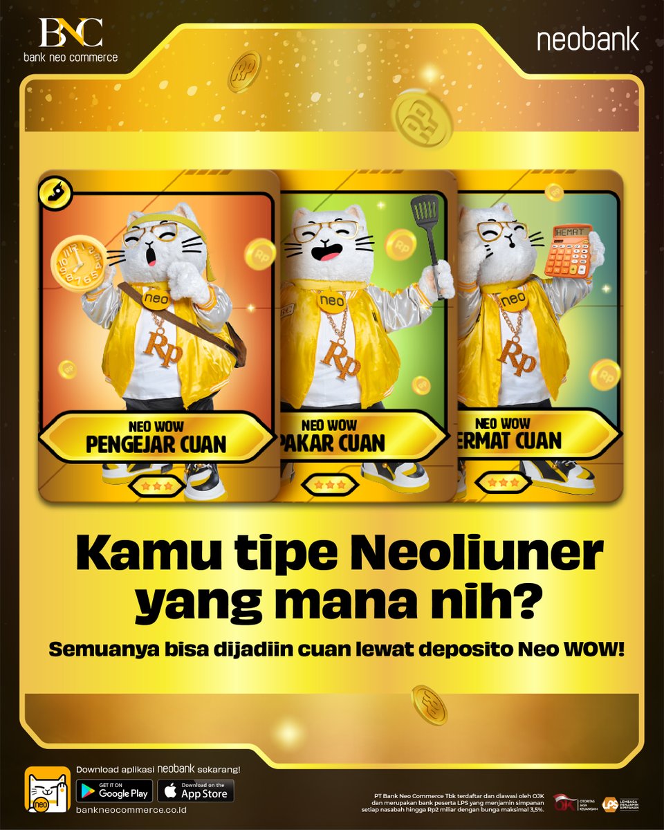 bankneocommerce's tweet photo. Jadi bisa nikmati hari ini sekaligus wujudin mimpi jadi Neoliuner deh!

Kalau kamu masuk ke tim yang mana nih? Share di kolom komentar ya!

Informasi lengkap Deposito Neo WOW https://t.co/zFzm5dc09v

#Neoliuner #BeraniLebih #neobank https://t.co/DUs1fGCn2g