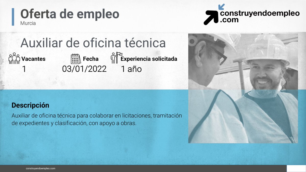 FLC_Empleo's tweet photo. ⚠ Consulta nuestro portal de empleo, y conoce las vacantes en el sector.
💼 Auxiliar de oficina técnica, Murcia
💼 Instalador/a de materiales de impermeabilización, Pamplona/Iruña
💼 Encofrador/a, Tarancón
https://t.co/Riv8x7FhUc https://t.co/oz17CsSaeO