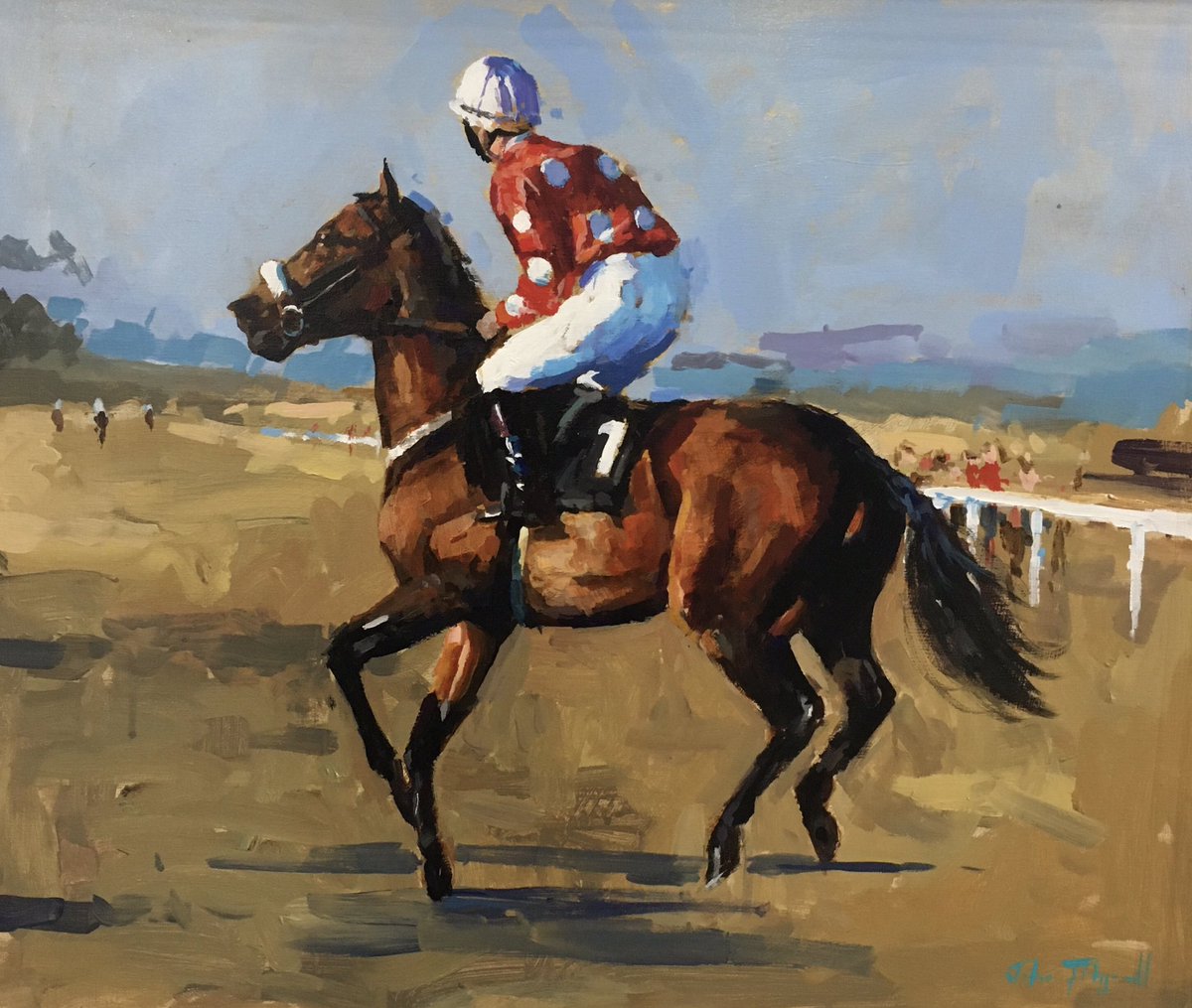 JohnFitzart's tweet photo. ‘Heading to the start, Laytown’ 
oil on on canvas 60x50cm 

All enquiries to info@johnfitzgeraldart.ie 

Original ref photo 
courtesy @BernardHand 

#horse #horseracing #jockey #thehorseracingartist #laytownraces #ireland #irishracing #originalart #artgalleries https://t.co/keybyZi60H