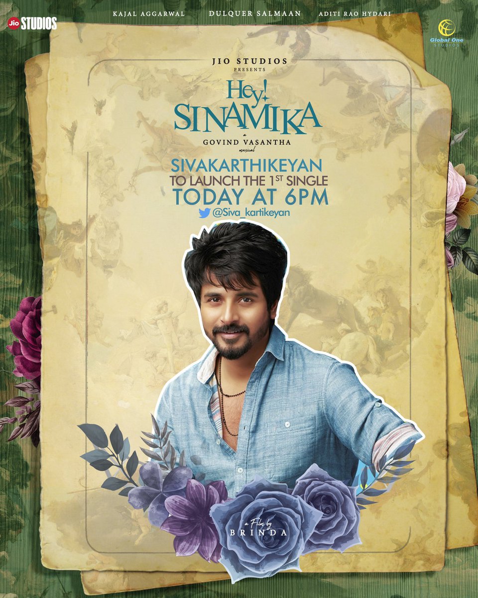 BrindhaGopal1's tweet photo. Energetic &amp; motivational single #Achamillai sung by the vibrant and talented @dulQuer to be launched by super entertainer @Siva_Kartikeyan today @ 6 pm
#HeySinamika #DQ33

@aditiraohydari @MsKajalAggarwal .

3 hours to goo… https://t.co/TC5sbnJHtk
