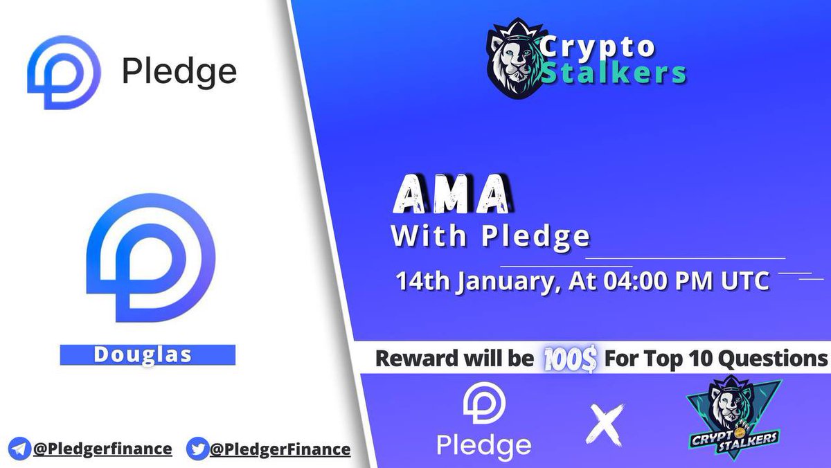 Zain_Onchain's tweet photo. 📢 We're thrilled to announce our next #AMA with @PledgerFinance on 14th Jan at 4:00 PM UTC

💰 Reward Pool: 100$
📍 Venue: https://t.co/i30P1fFvoe
〽️ Rules:
✅ Follow @StalkersCrypto &amp; @PledgerFinance 
✅ Like &amp; Retweet
✅ Comment Questions &amp; Tag 3 Friends with BEP20 address https://t.co/rqI8nvDFRI