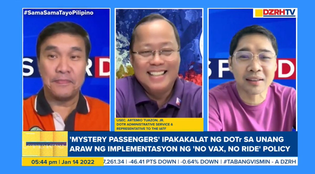 dzrhnews's tweet photo. #CommuterCorner sa #DosPorDos kasama ang mga  kumbachero ng bayan Anthony Taberna at Gerry Baja. 

Tuloy-tuloy sa Pagbabalita
Tuloy-tuloy sa Serbisyo #SamaSamaTayoPilipino 

FB: https://t.co/PFMsLOe1V0 https://t.co/FiiHT3SuZm