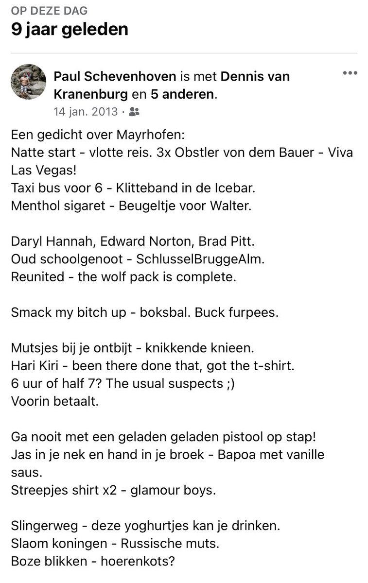 Sydmeister71's tweet photo. Exact 9 jaar geleden schreef @P_Schevenhoven dit poëtische gedicht over één van onze mannentrips.
Ik was erbij - maar heb zovéél vragen 🤣
#beardedbrothers #bestfriends #glamourbeards #snowbeards https://t.co/2WSjeGkYrI