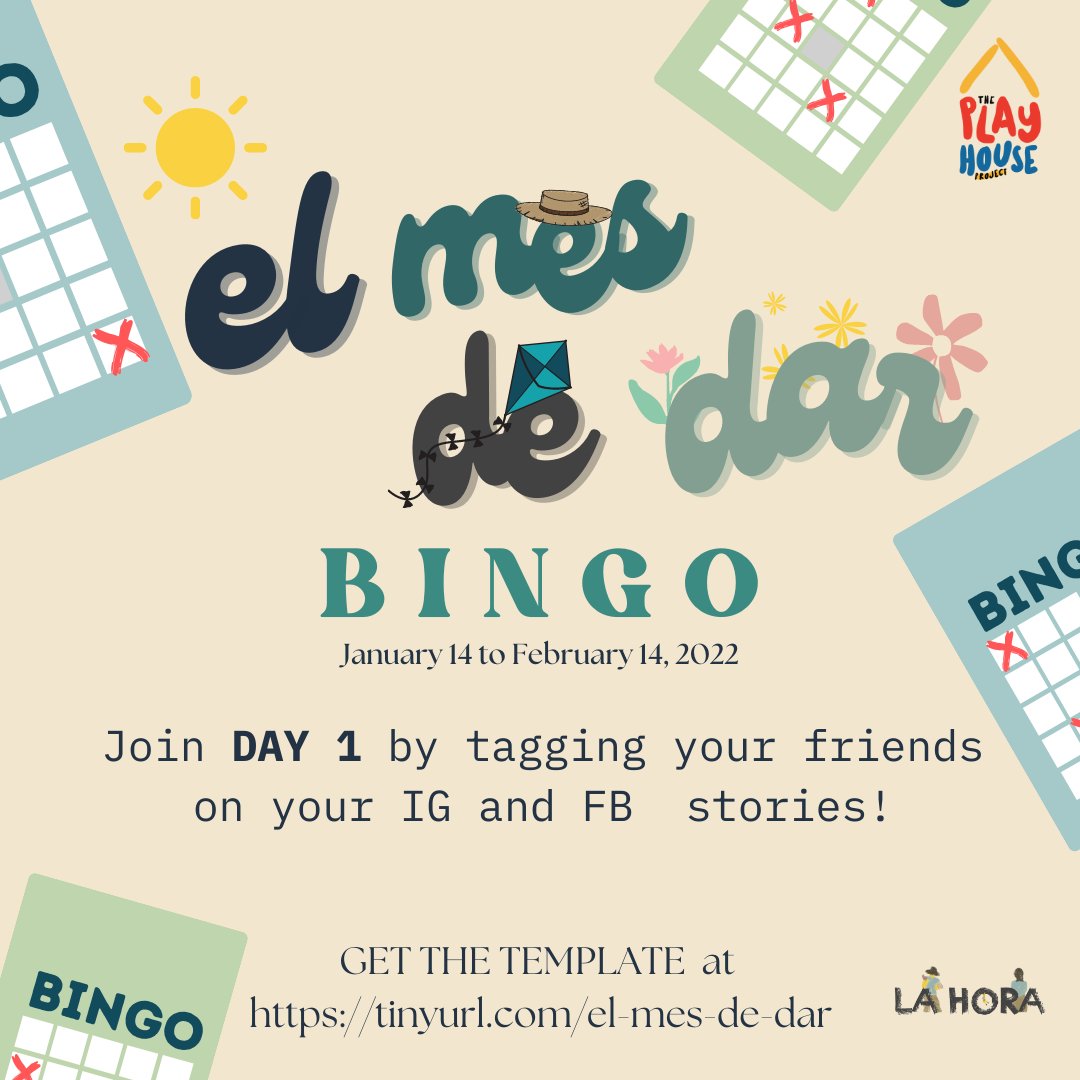 playhouseproj's tweet photo. “All the small things in life count: make them great!” ✨
      -    Marius Schober

Are you up and ready for a month of challenges? 📆 Project La Hora presents… El Mes de Dar Bingo: A Month of Giving! 🤩💓 https://t.co/sAePsJwjib