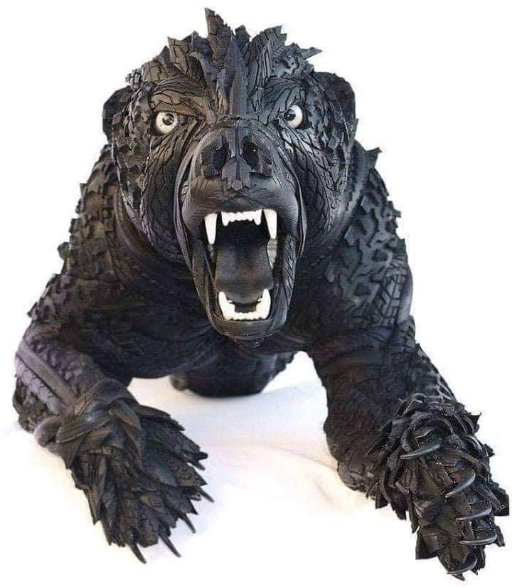 This Animal Arts are made using Waste Tyres by a Nigerian named Nwokocha Earnest
