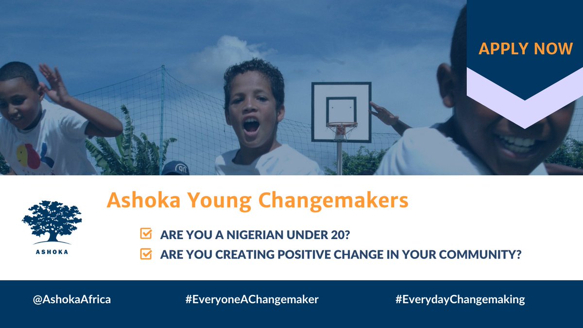 AshokaAfrica's tweet photo. We are looking for #Nigerian Changemakers who are leading social initiatives with a team. Does this sound like you or someone you know? Step up and change the world with Ashoka 🌍. Nominate a #Changemaker 👉 https://t.co/LlRS7zjfqm

#AYCafrica #Nigeria #YouthinCharge #SocEnt https://t.co/bprKNKTQlG