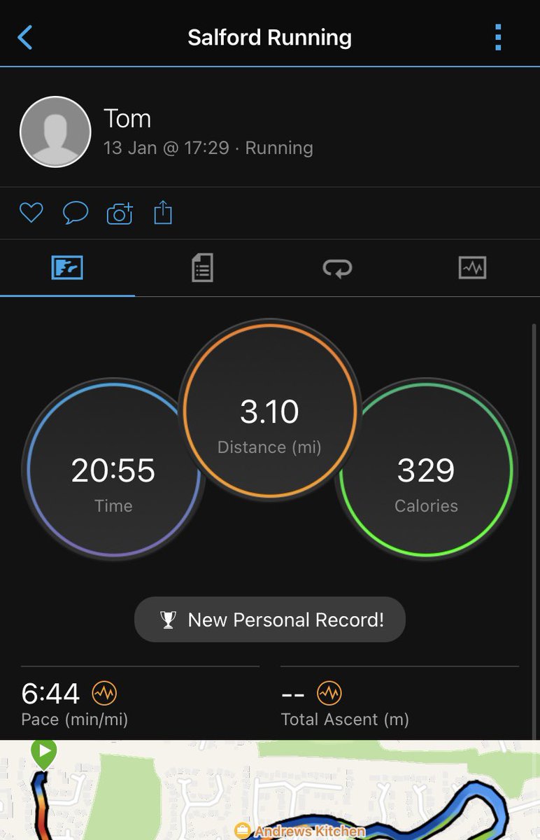 tomknight_nw's tweet photo. Short run last night - 5km. Getting closer to the 20min mark. My goal is to get a sub 20min 5km. I enjoy and think I’m better at the longer distances, so to see my time coming down over 5km is encouraging. #PerTerram #SalfordRunning https://t.co/riz7t4TAAQ