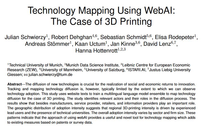 istari_ai's tweet image. This novel approach extends traditional innovation measures such as #PatentData &amp;amp; company surveys. It provides new insights for #TechnologyDiffusion. 
@JulianSchwierzy @sebschmidt27 @jan_kinne @_david_lenz_ @HannaHottenrott @robbie_dehg