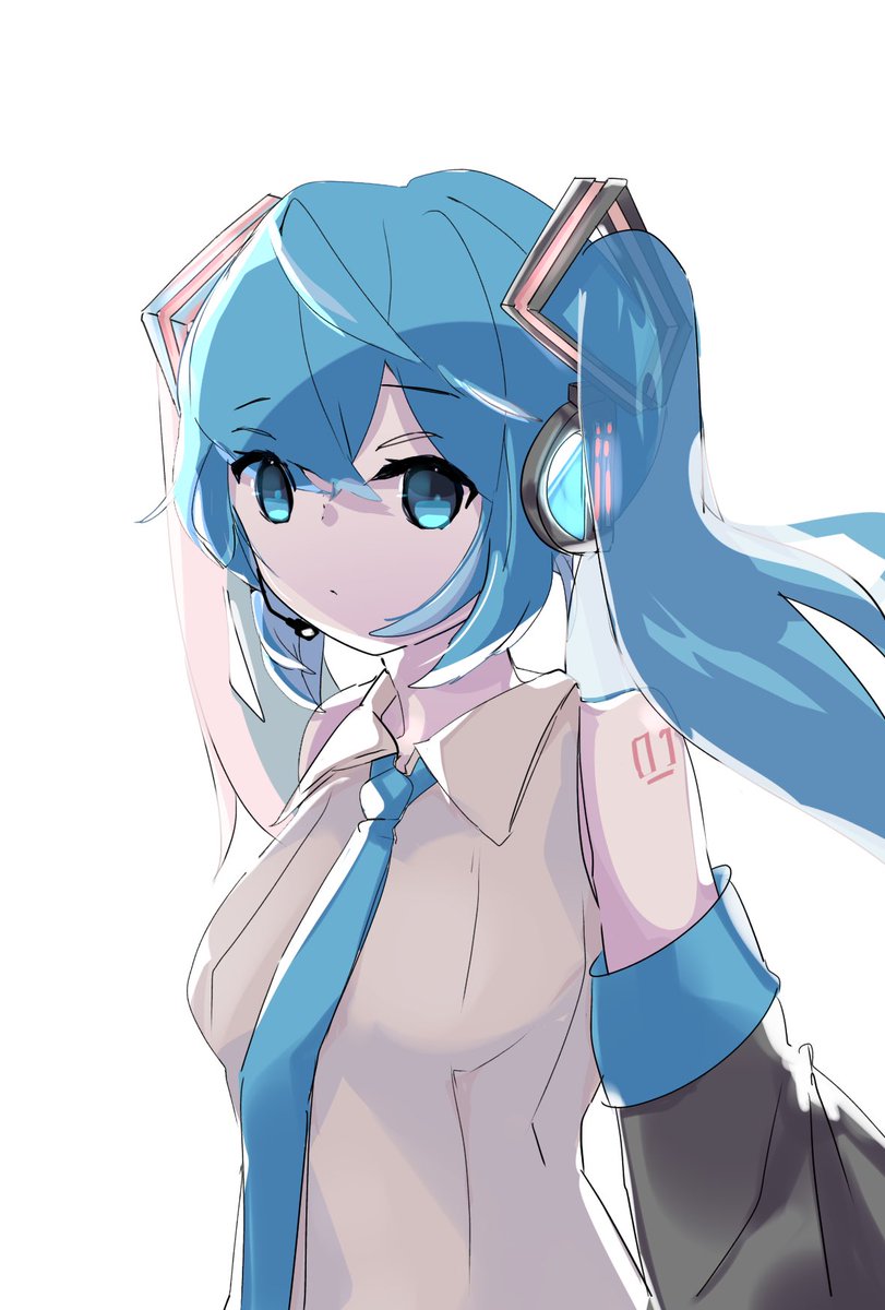 hatsune miku 1girl solo twintails necktie long hair detached sleeves shirt  illustration images