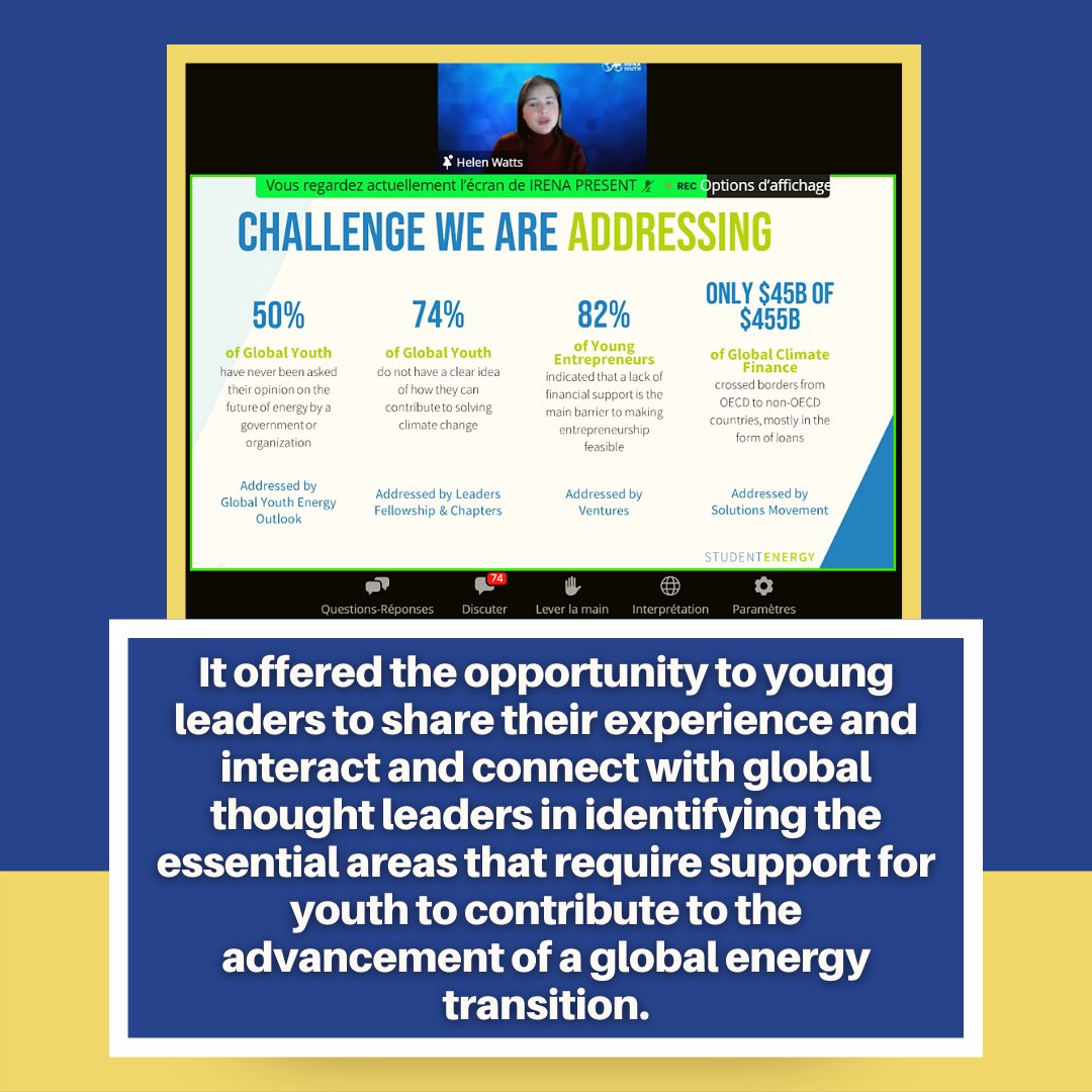 YELtweets's tweet photo. 📣 The YEL #participated in the IRENA Youth Forum: The #NewGeneration of #DecisionMakers.
✨ This was an amazing #opportunity, that this edition focused on the theme of “Youth-led #solutions to accelerate the #EnergyTransition and achieve #ClimateObjectives”. https://t.co/OBNJvn5Yq4